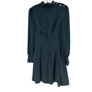 Marciano for Guess Dress XS Long Sleeve Mini Pleated Peacock Teal Green Party